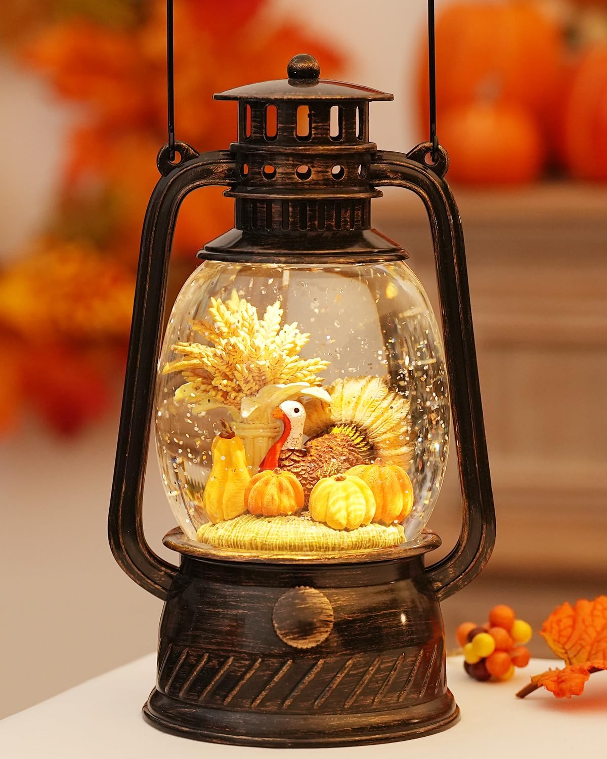 Thanksgiving Decoration Snow Globes Fall Gifts with Time Fall Snow
