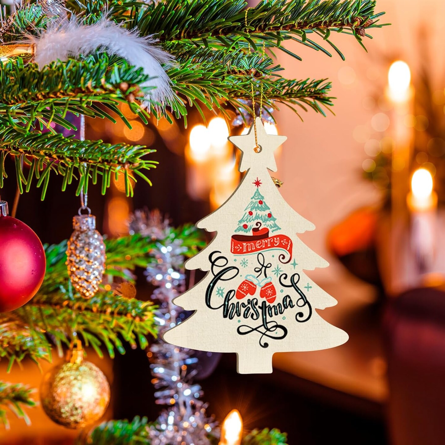 3Pack 7 inches-Wooden Christmas Ornaments to Paint Christmas Tree Decoration