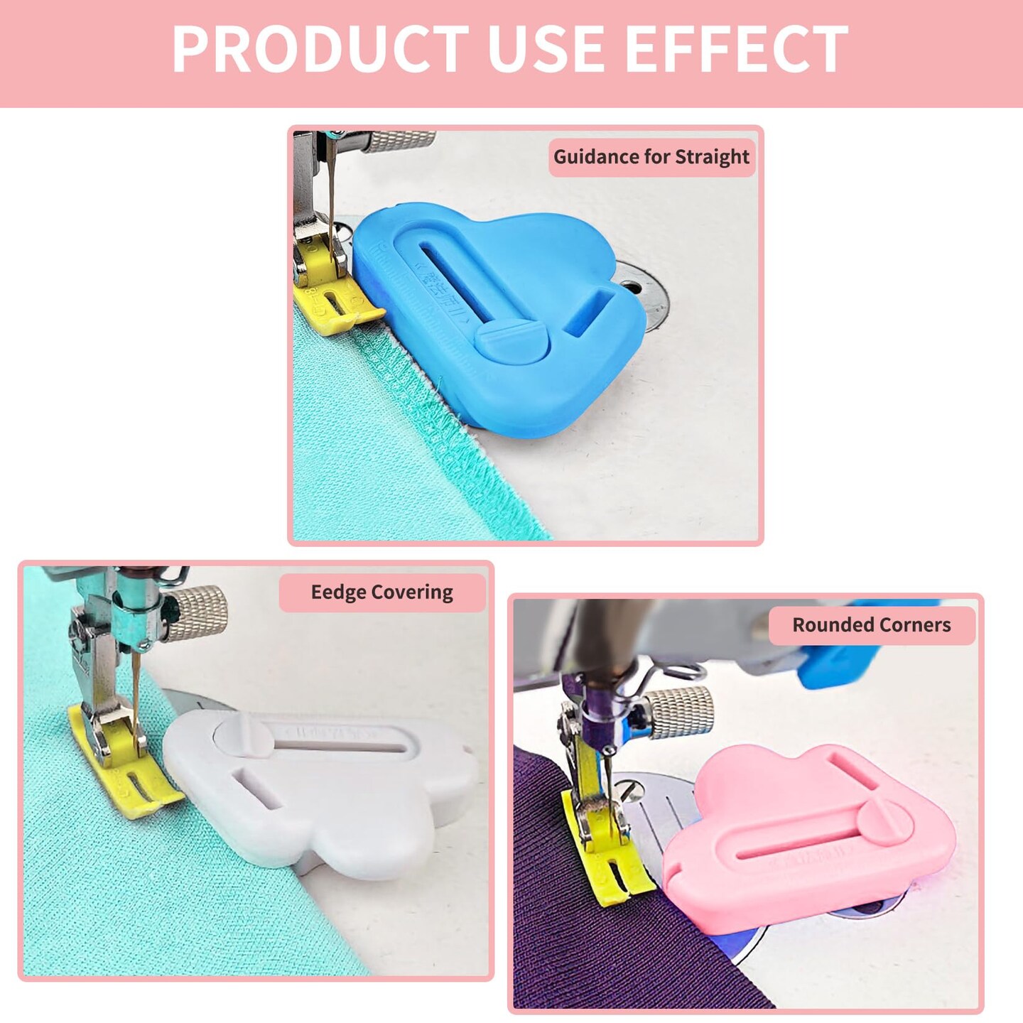 Magnetic Seam Guide for Sewing Machine with Seam Ripper Thread Remover Tool Multifucntional Magnetic Sewing Guide Hemmer with Scale Universal Sewing Supplies and Accessories(White)