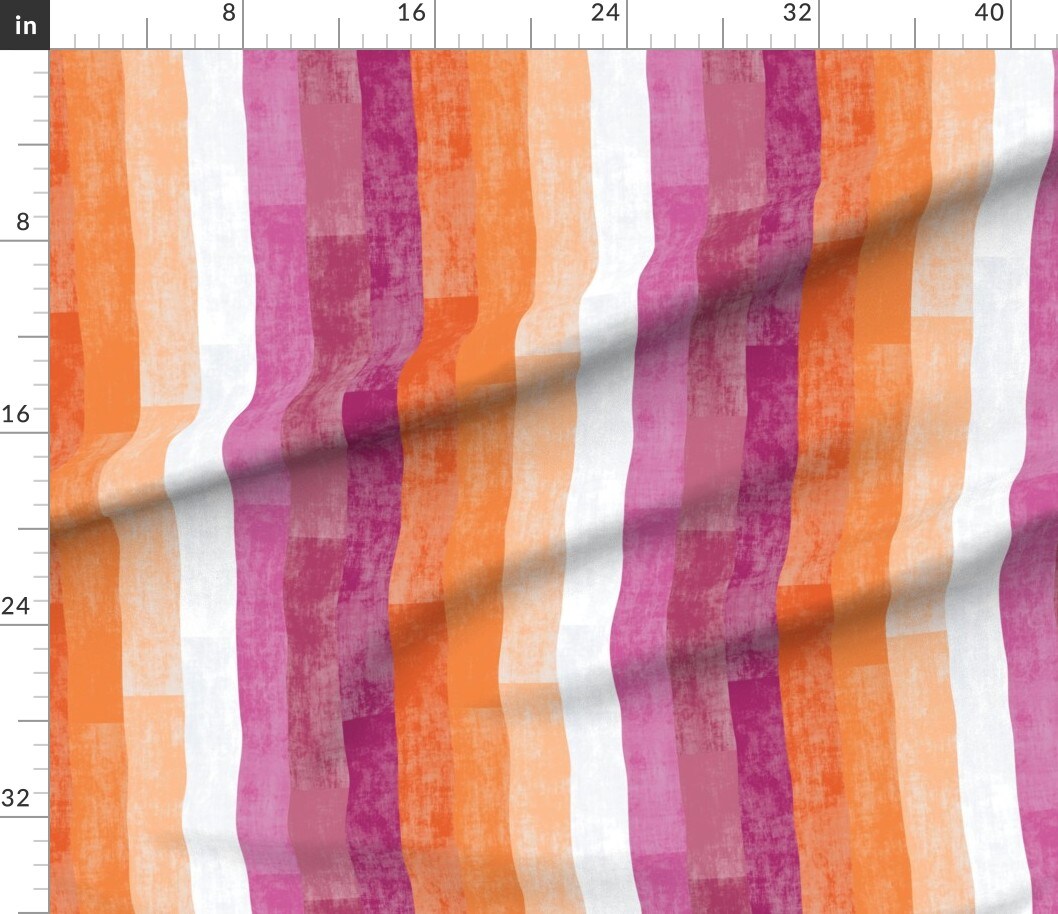 Lgbtqia Queer Pride Pink Purple Orange Stripes Love Lgbt Month Lesbian Gay Custom Printed Fabric by Spoonflower Various Fabrics by the Yard or Fat Quarter