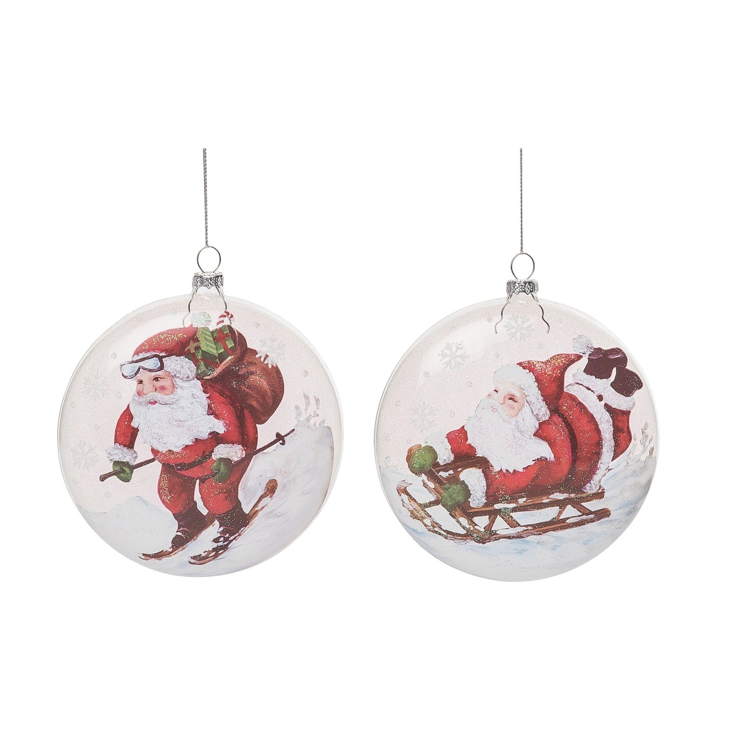 Multicolored Christmas Santa Ski and Sled Ornament Set of 2 | Michaels