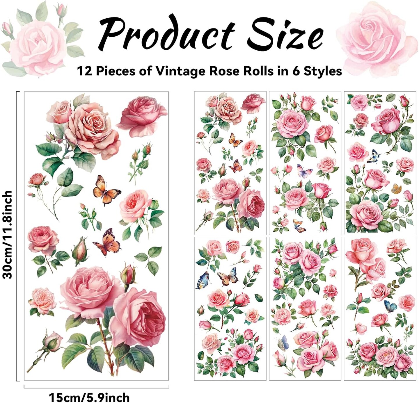 12 Sheets Flowers Rub on Transfers for Crafts and Furniture (colorful)