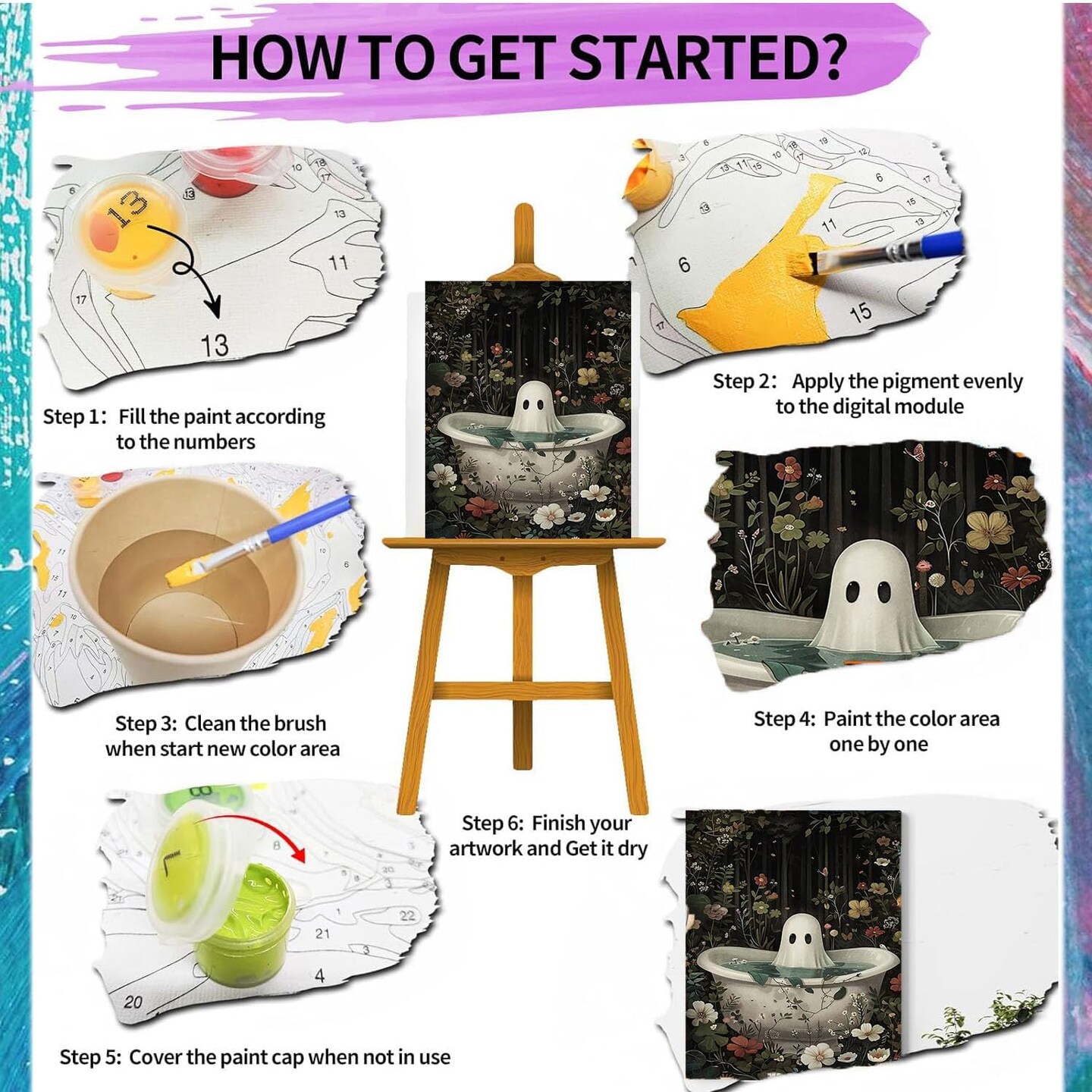 Ghost Paint by Numbers Kit for Adults – 16x20 inch Halloween Canvas Painting Kit with Acrylic Paints & Brushes, Spooky DIY Wall Decor for Home, Bedroom, and Holiday Gift (MT21367)