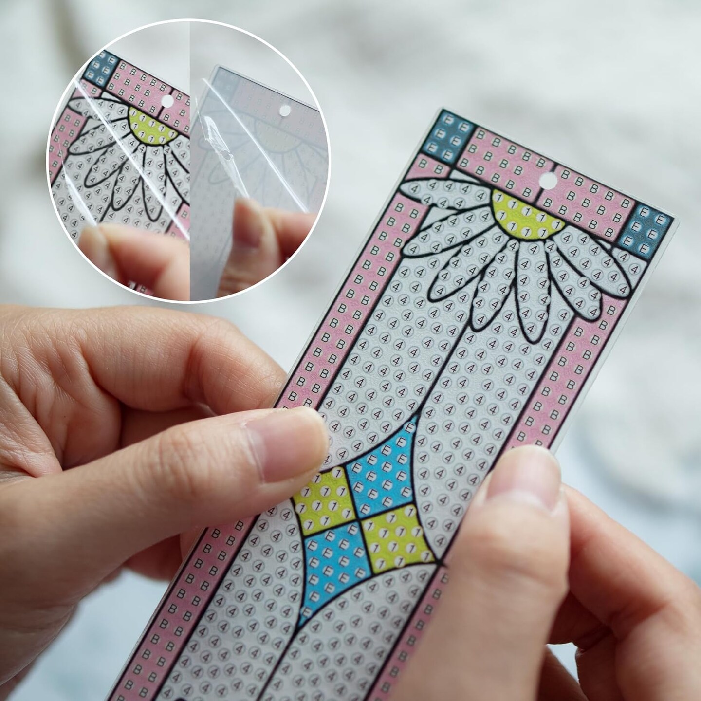 6 PCS 5D Diamond Painting Bookmarks – Stained Glass Acrylic DIY Craft Kit with Tassels & Wood Beads, Rhinestone Bookmarks for Reading & Gift