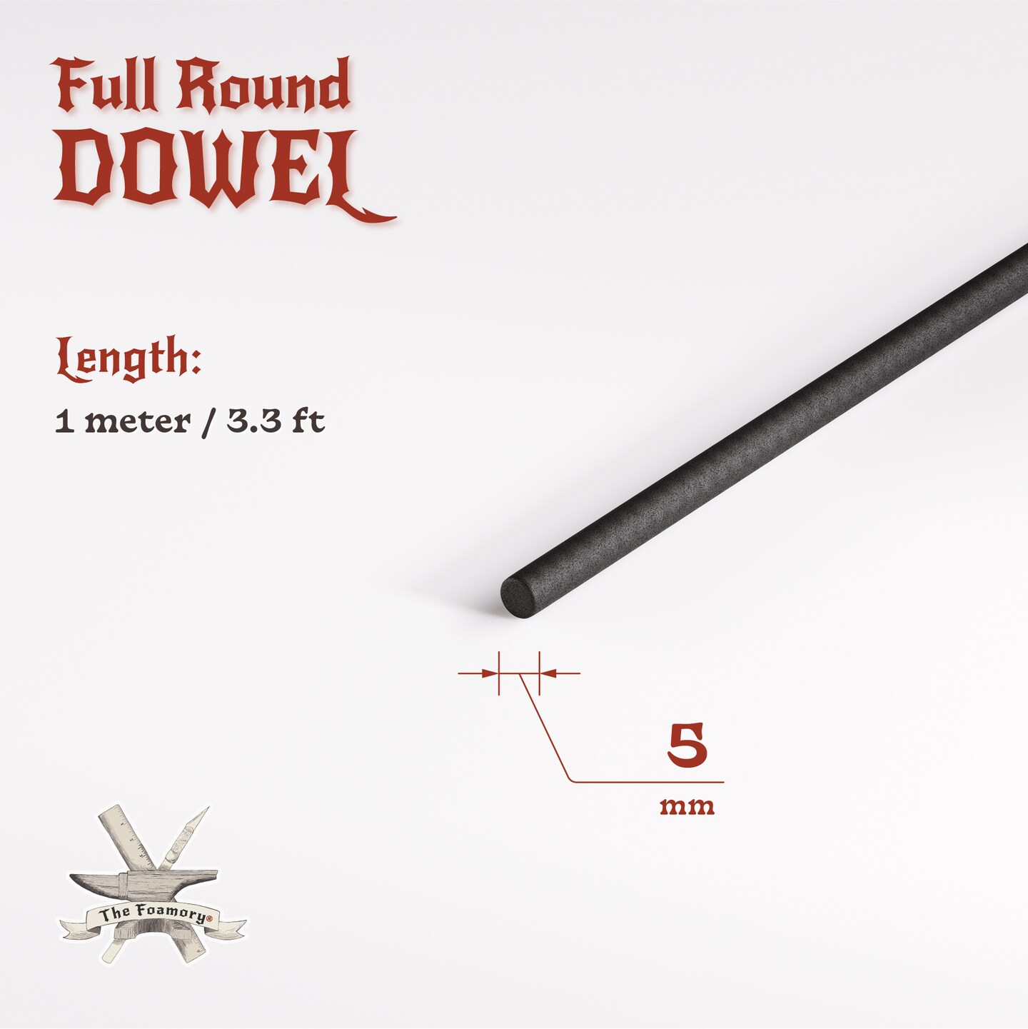 EVA Foam Dowel/Bevel - 1 to 3 Meter(s) Cosplay Craft Material - Multiple Shapes - Multiple Diameters 5-40mm