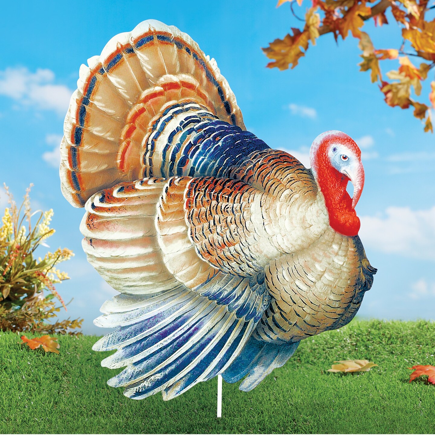 Collections Etc Turkey Metal Garden Stake Thanksgiving Decor