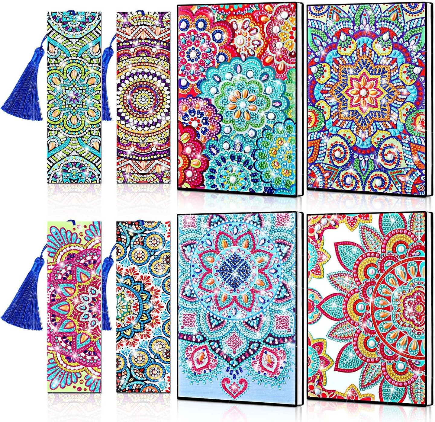 8 Pcs Mandala Diamond Art Set – Back-to-School DIY Journals & Bookmarks with Tools, Perfect Gifts for Classmates, Friends, and Teachers