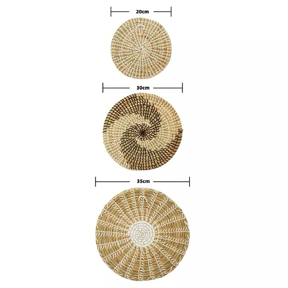 3 Sets Wall Basket Boho Decor Woven Decor Baskets Hanging Wall Art for Bedroom