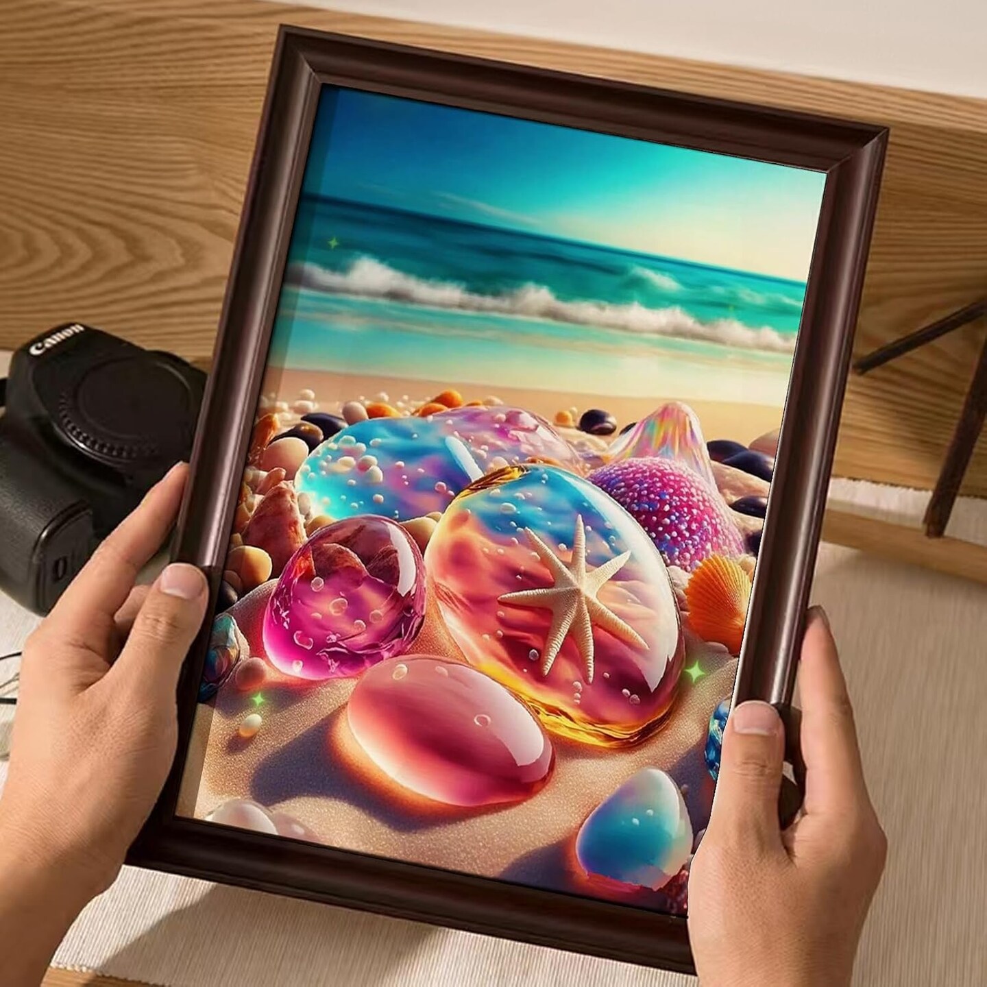 5D Diamond Art Painting Kits for Adults Colorful Beach Stones