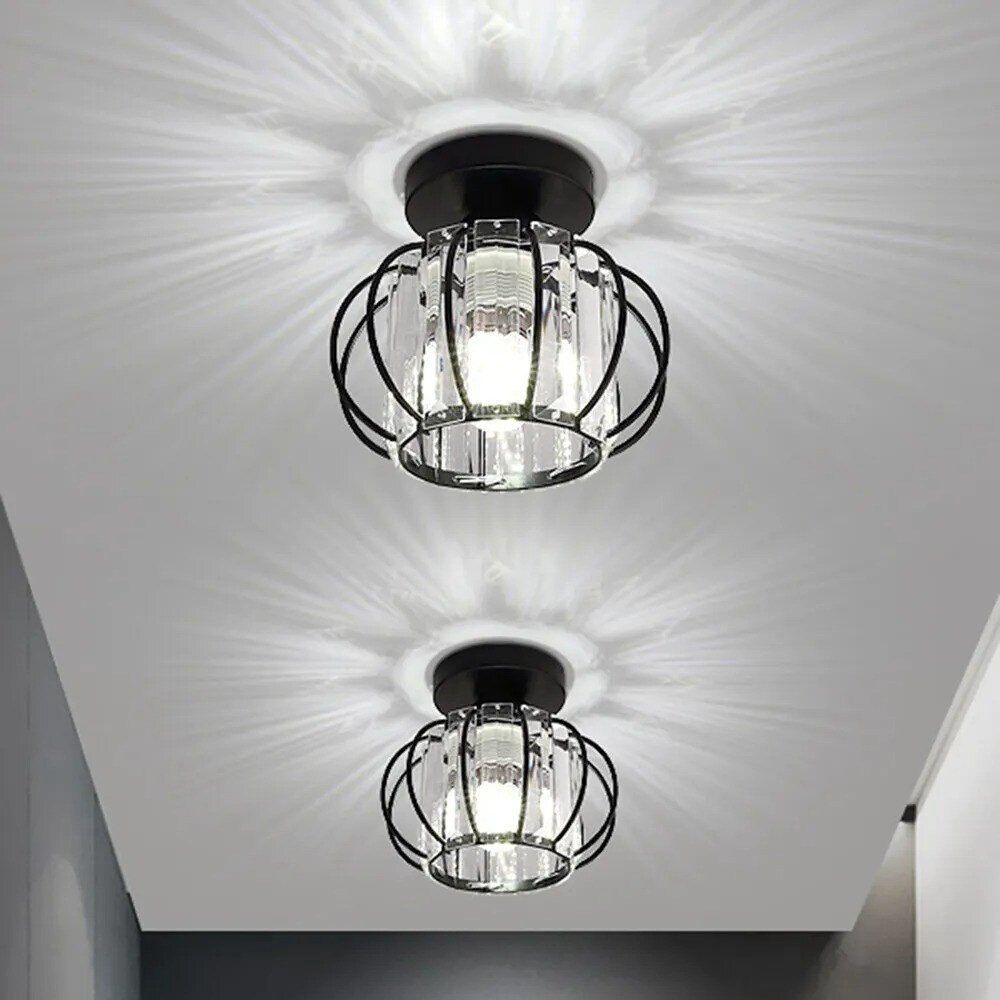 Crystal Chandelier Aisle Hallway Light Flush Mounted Modern Ceiling Fixture E27