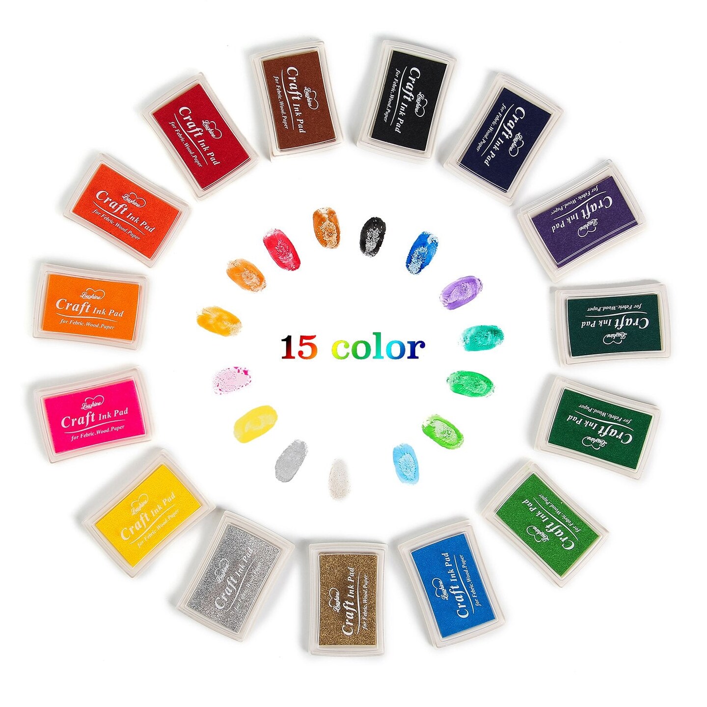 15 Pieces Craft Ink Pad Stamps Partner DIY Color,15 Color Craft Ink Pad for Stamps, Paper, Wood Fabric