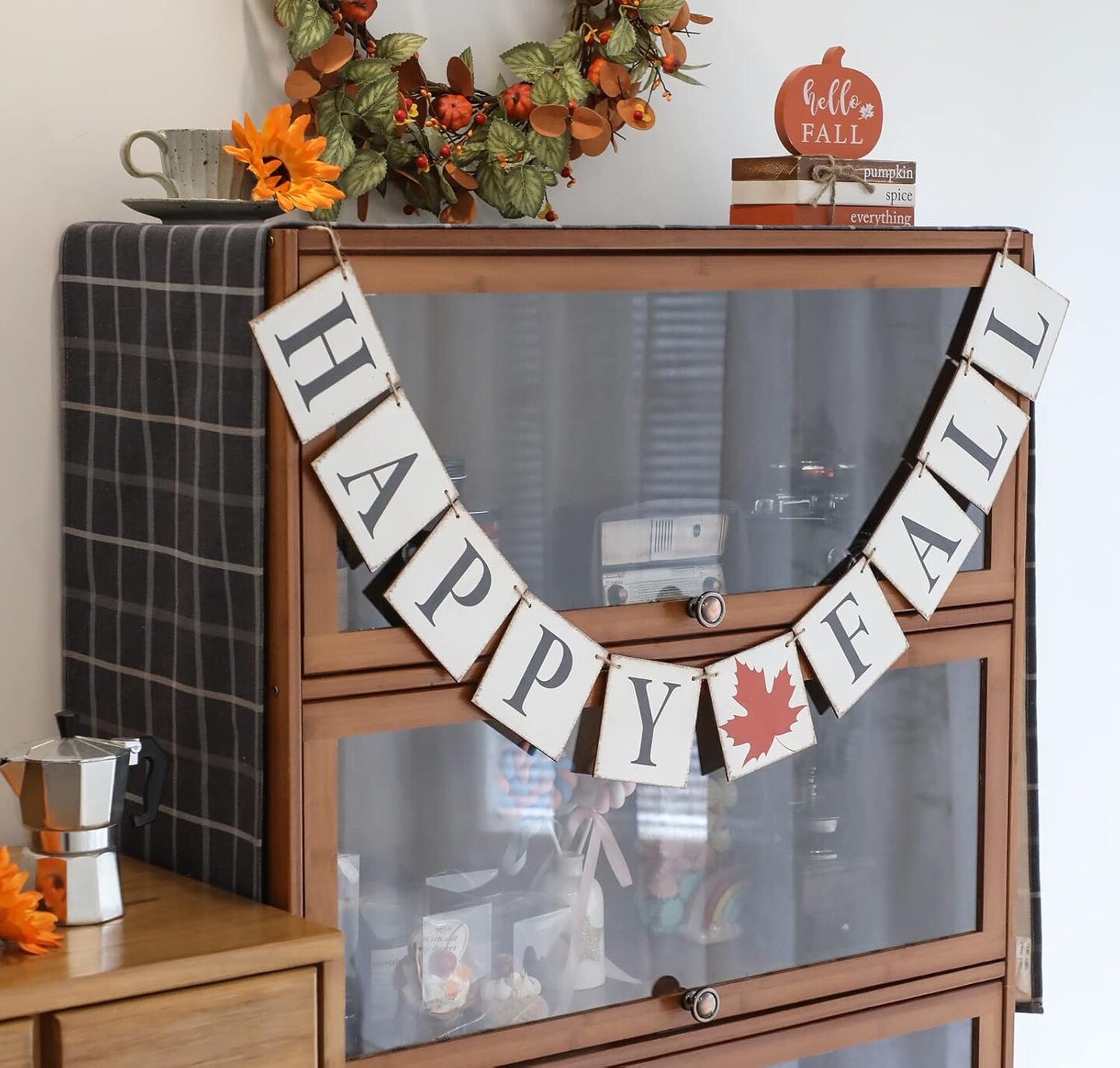 Thanksgiving Harvest Banner for Home Mantle Fireplace Party Window, Happy Fall Sign