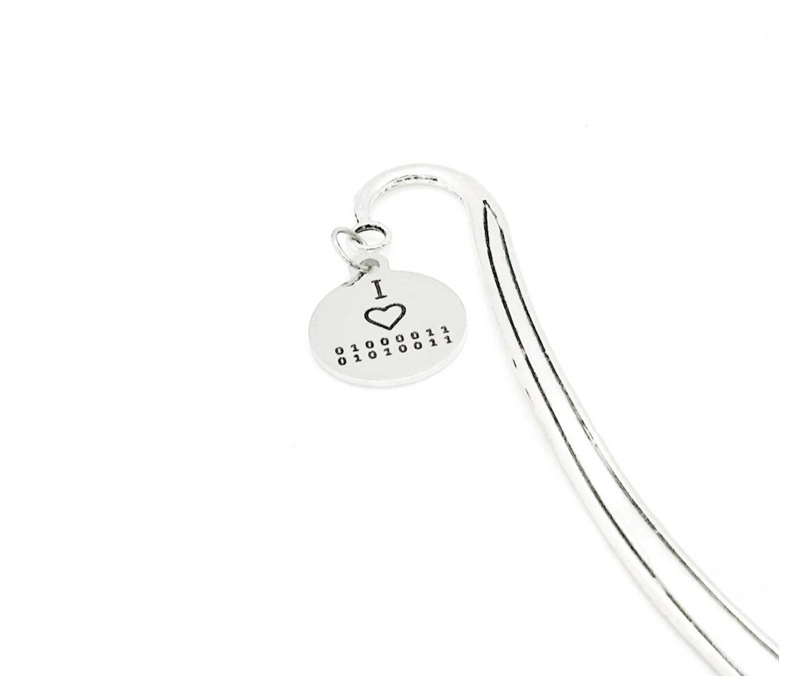I Love CS Charm Bookmark, Binary Code, Coding, Son Gift, Daughter