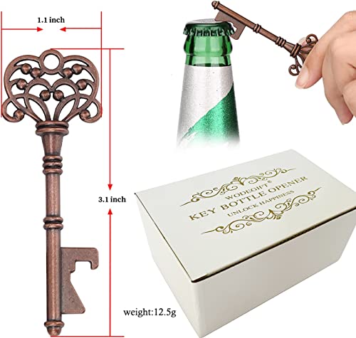 100 PCS Wedding Favors Key Bottle Openers,Bridal Shower Party Favors,Vintage Skeleton Key, Rustic Wedding Favors Decoration (5 colors mix and match)