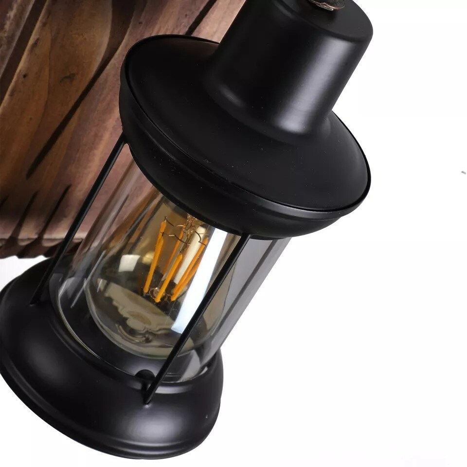 4-Light Vintage Farmhouse Wood Chandelier Pendant Lighting Kitchen Bar Fixture