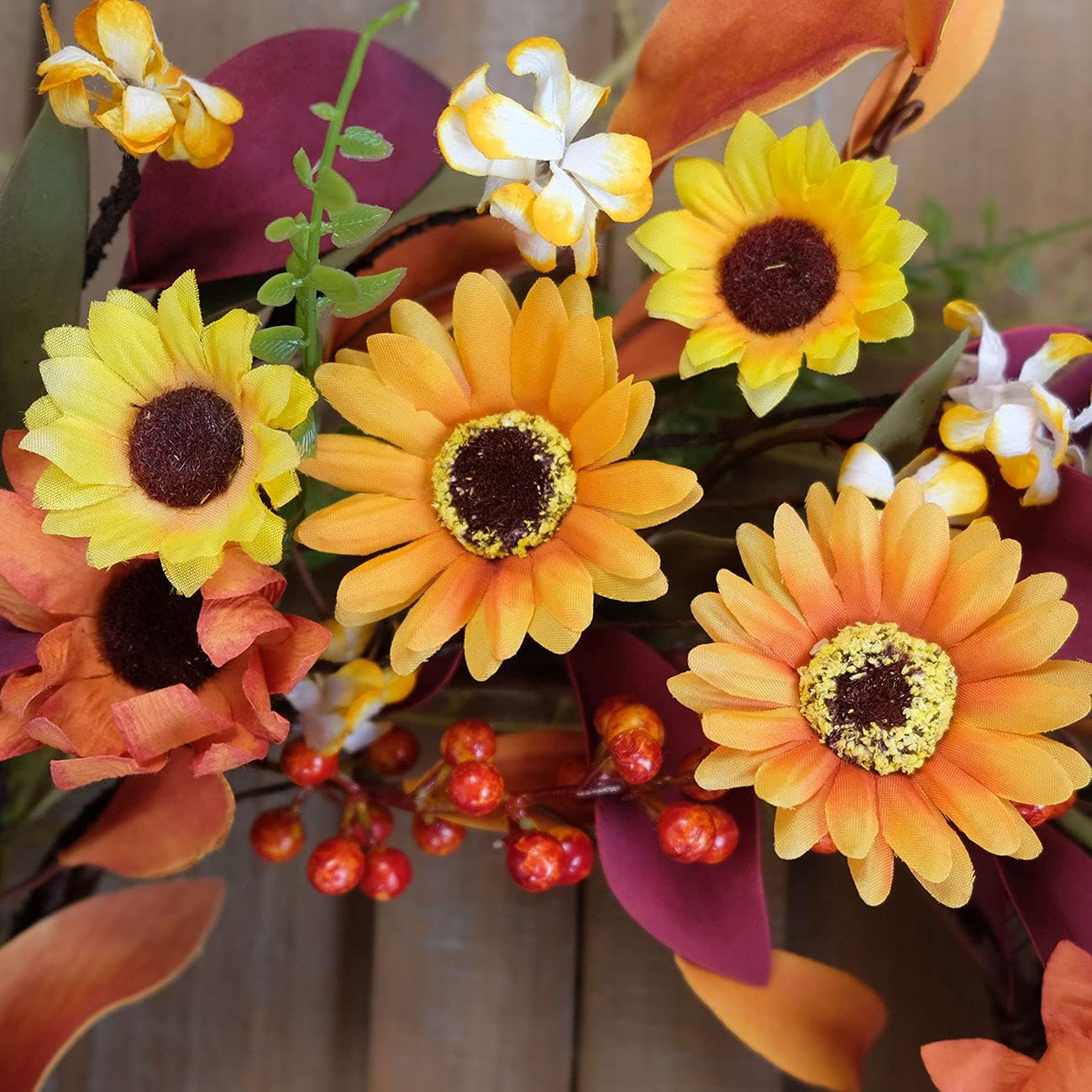 Front Door Autumn Wreaths Farmhouse Home Office Wedding Party Wall Decor &#x2026; (14 in Wreath)