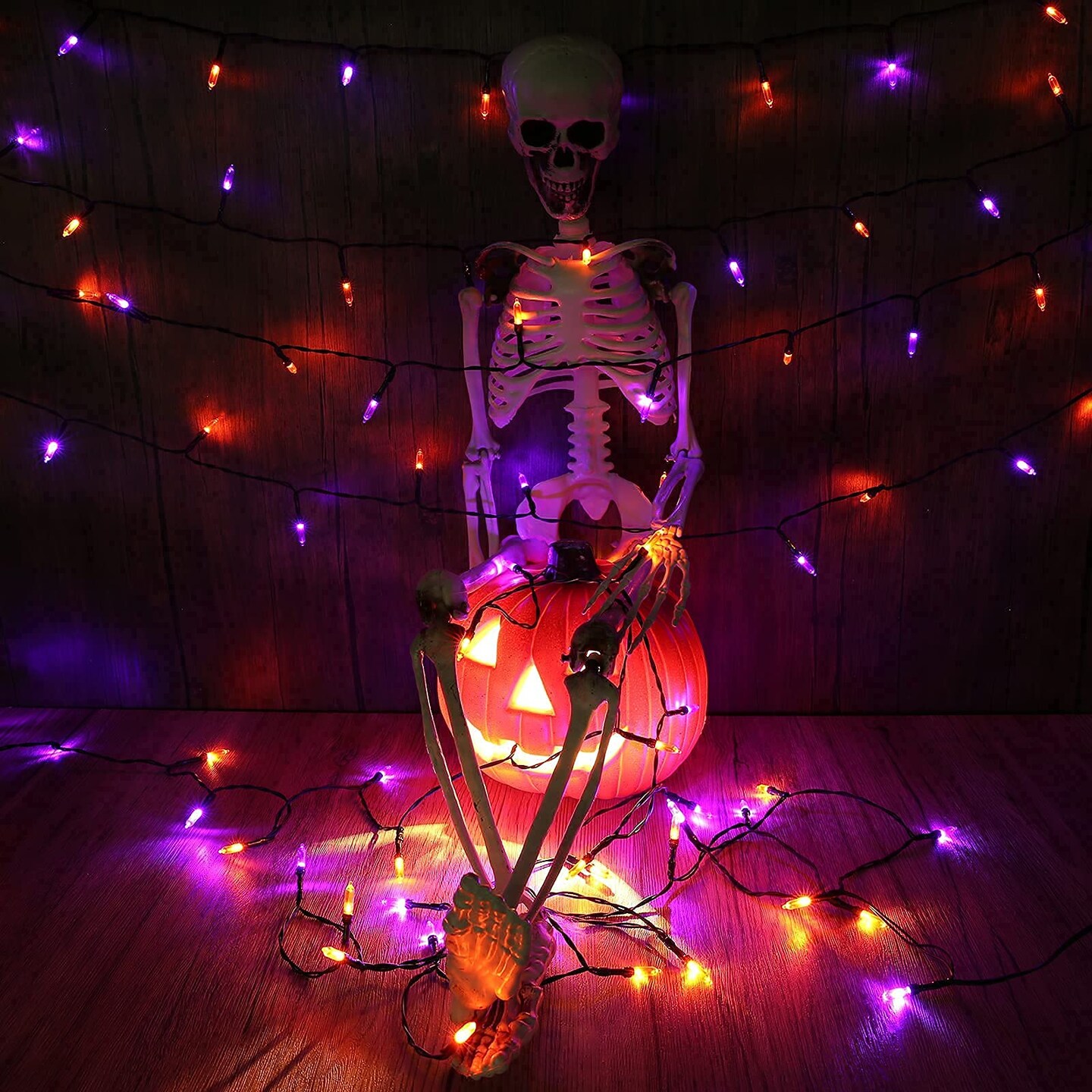 33 ft  Orange Purple Halloween Lights,Battery Operated 100 LED Mini String Lights Waterproof Halloween Lights with 8 Modes &#x26; Timer Function for Halloween Decorations