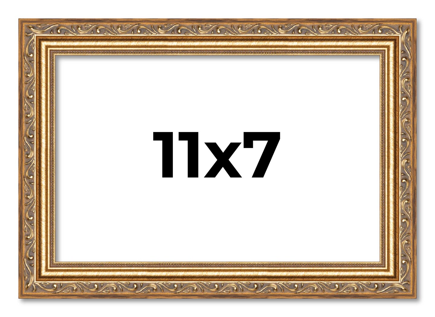 11x7 Solid Wood Antique Picture Frame with UV-Resistant Acrylic & Acid-Free Backing, Available in 4 Finishes: Bronze, Gold, Silver, and Gold with Black