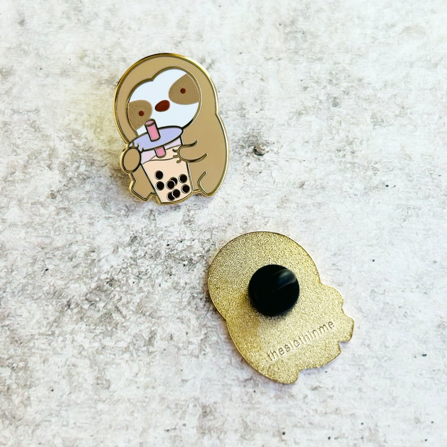 Sloth Loves Bubble Tea Enamel Pin