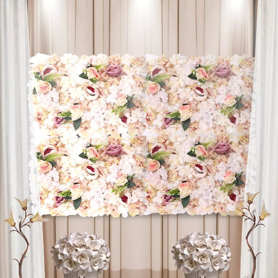 Artificial Silk Rose Wall, Flower Wall Backdrop Flower Panel for Wedding 24&#x22;*16&#x22;