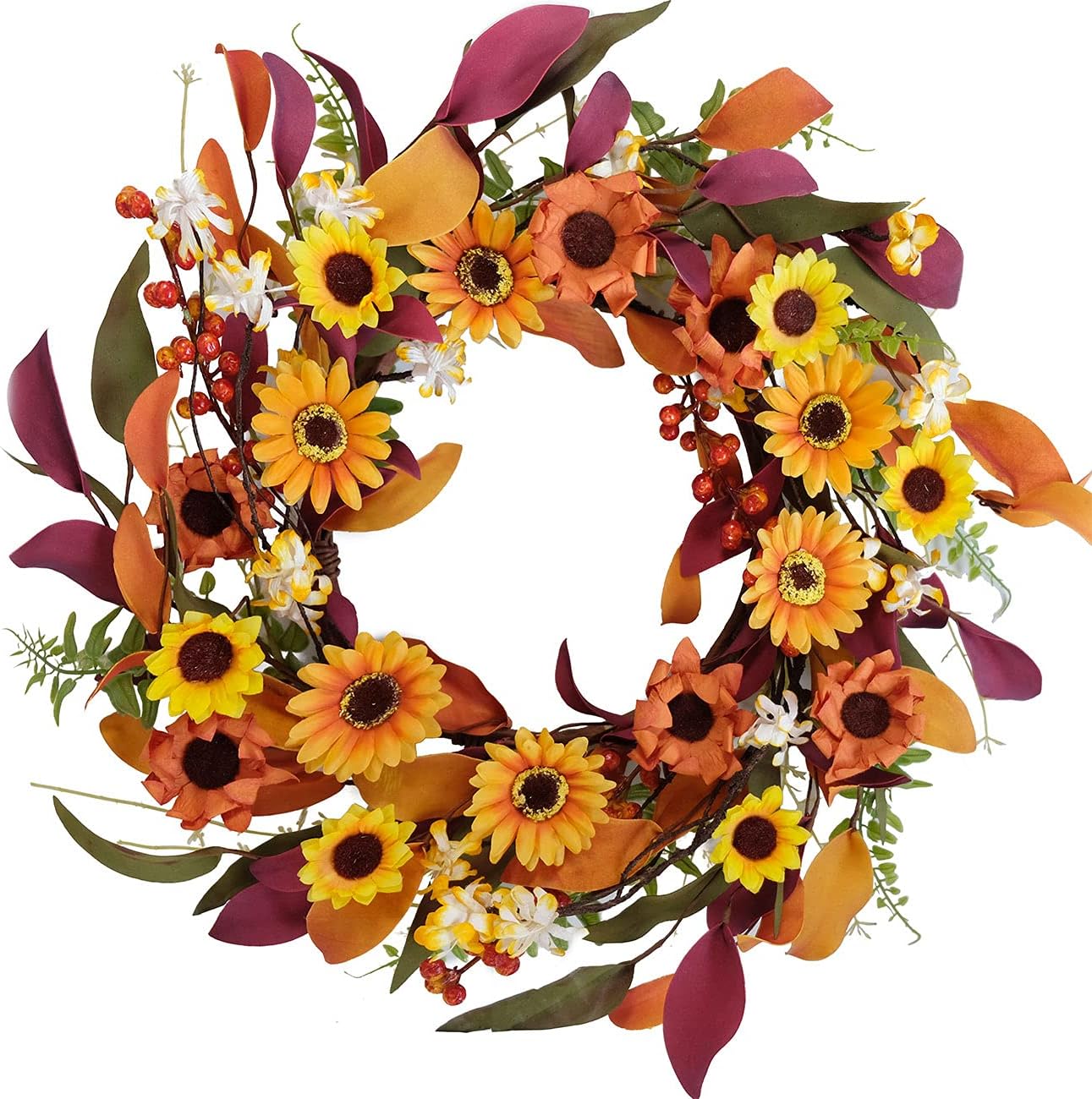 Front Door Autumn Wreaths Farmhouse Home Office Wedding Party Wall Decor &#x2026; (14 in Wreath)
