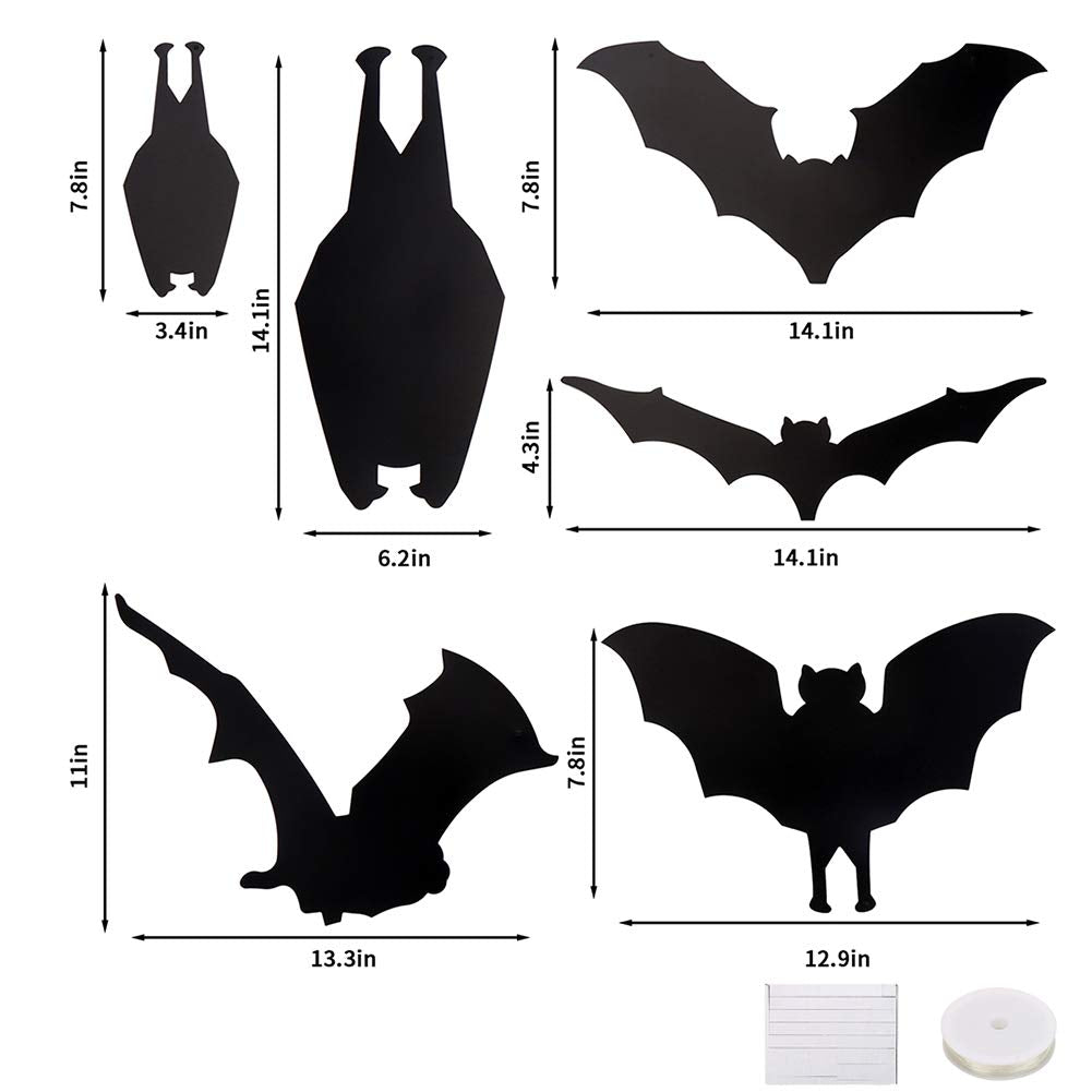 24 Pieces Halloween Bat Decoration,Large Hanging Bat Wall Decal Window Door Entryway Sticker for Party Favor Supply