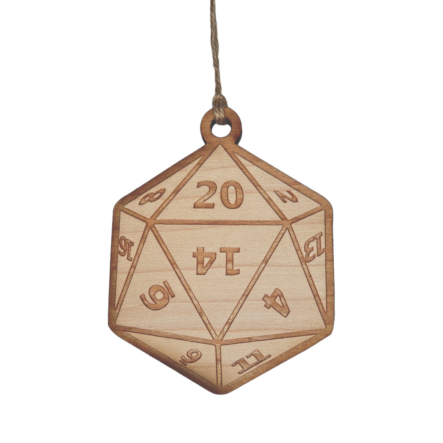 Ornament - D20 - Raw Wood 3x3in Ornament - D20 - Raw Wood 3x3in