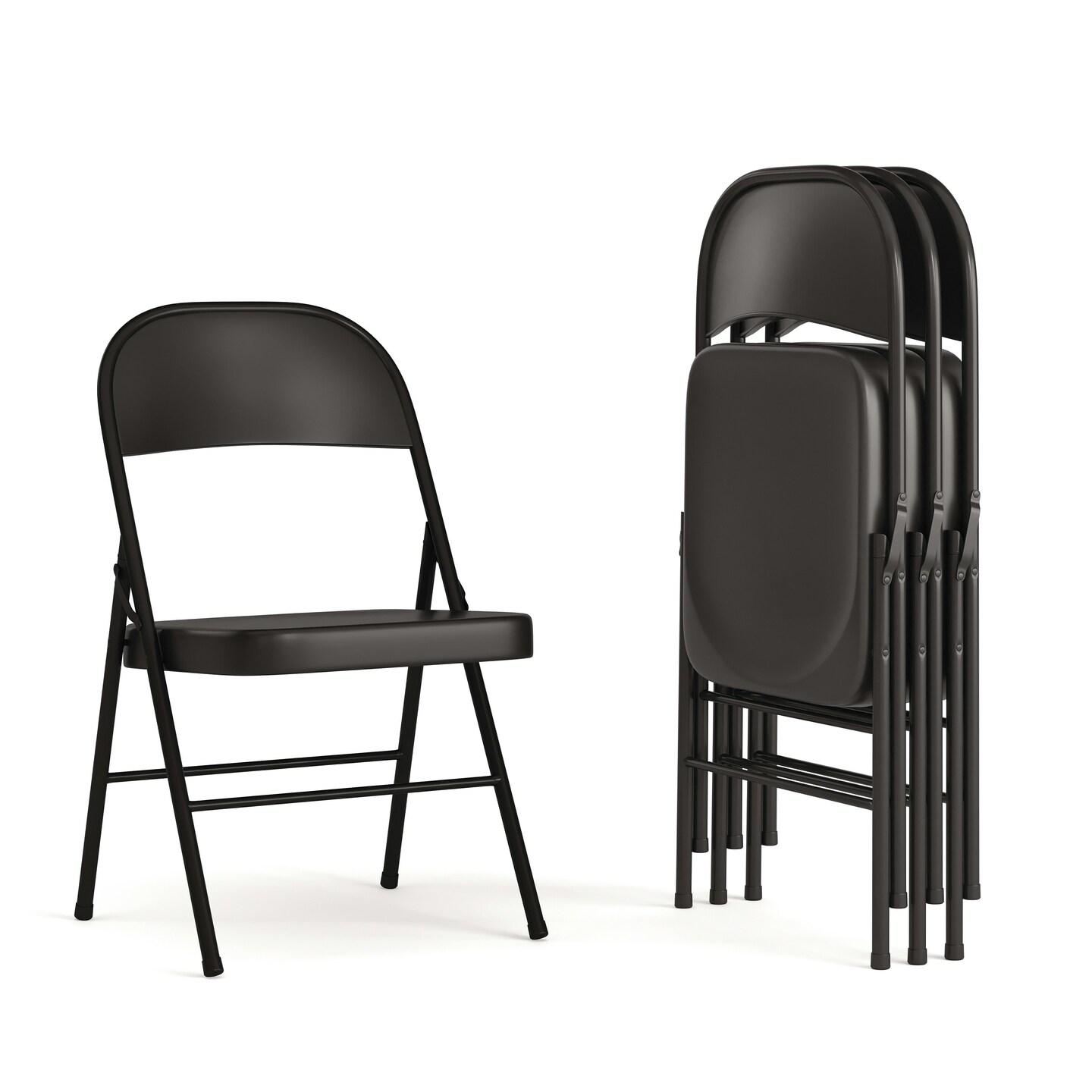 Emma and Oliver 4 Pack Double Braced Commercial Party Events Steel Metal Folding Chair