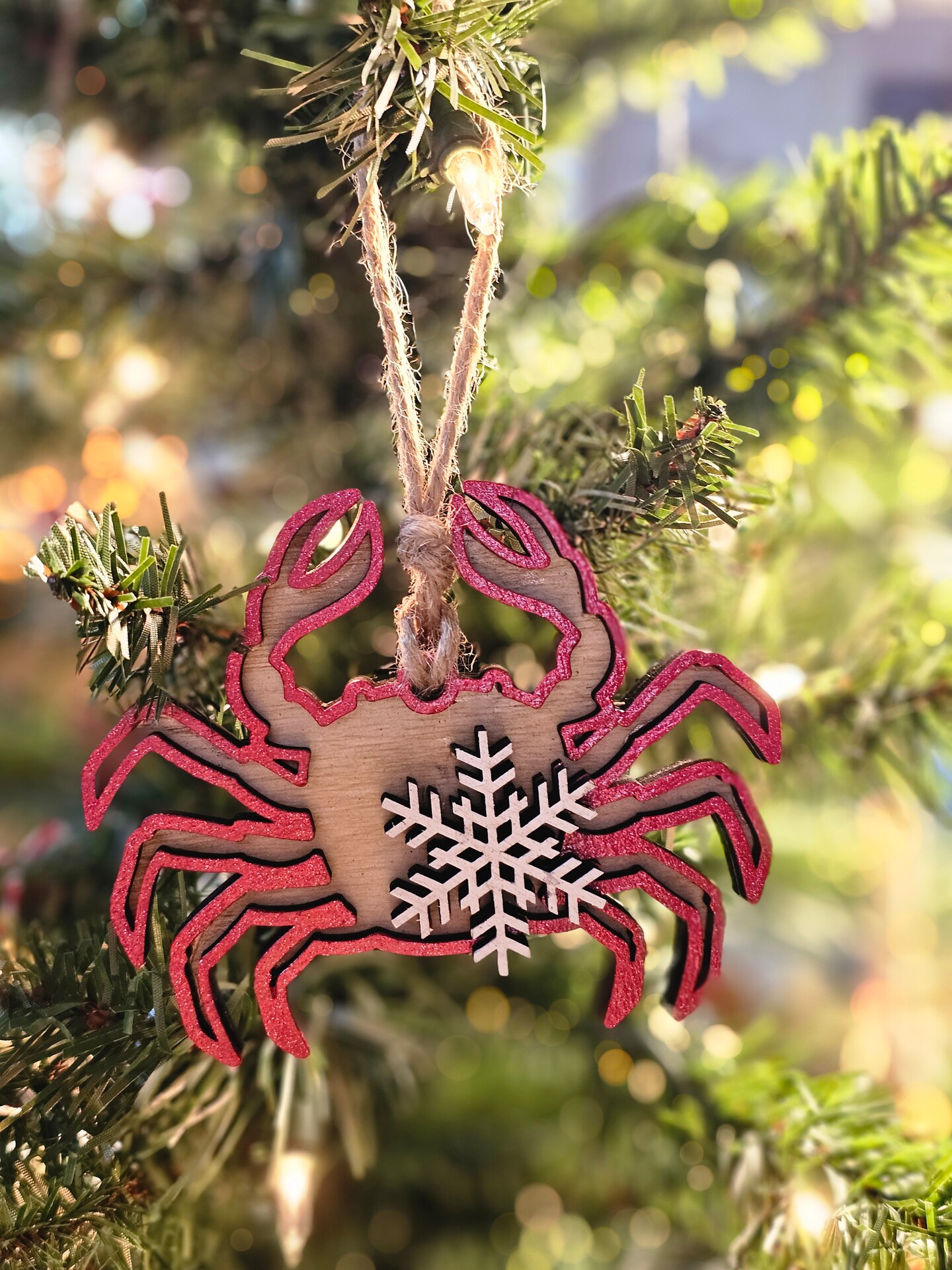 Crab Christmas Ornament | Coastal Christmas Ornament | Wooden