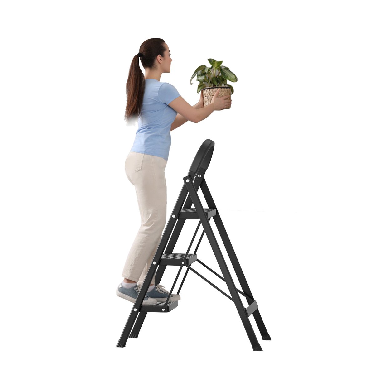 Step Ladder 3 Step Ladder Folding Step Stool Multi-Purpose Collapsible Ladder For Home Or Rv Outdoor Work Heavy Duty 330