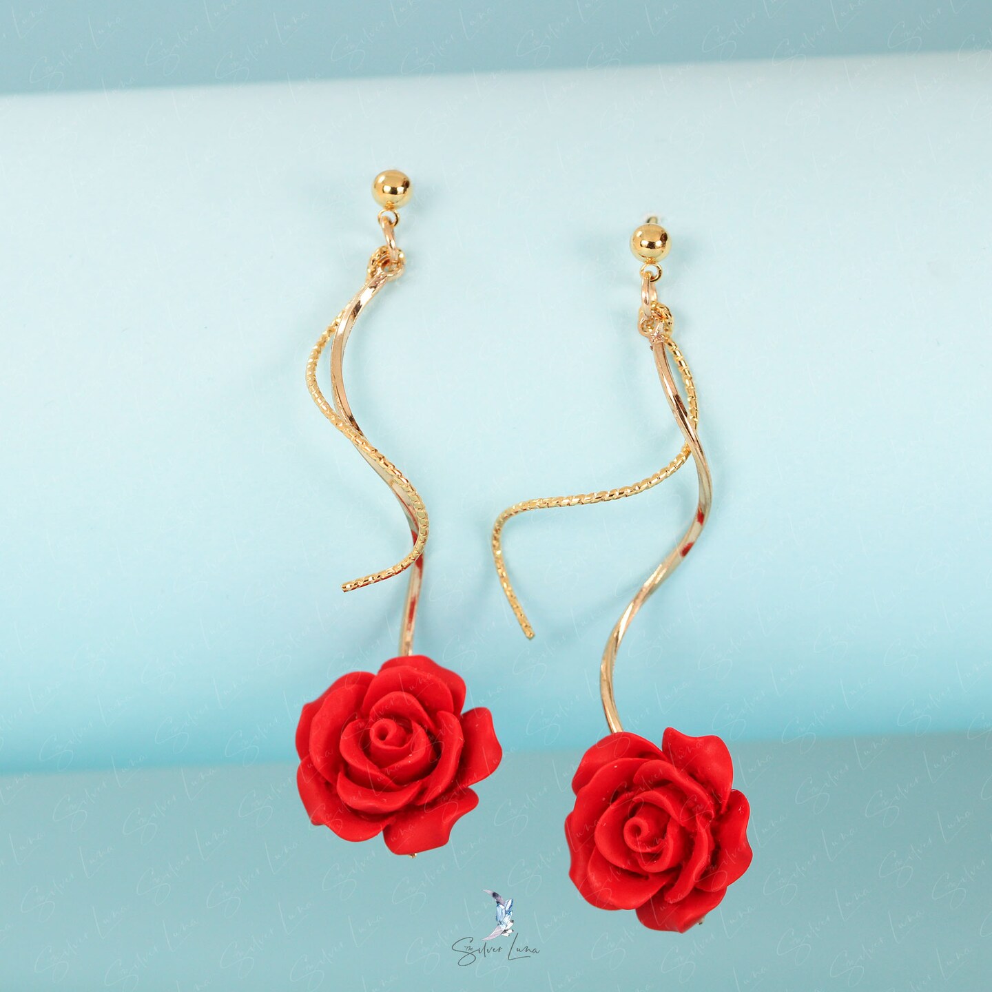 open lace back dress RED TURQUOISE EARRINGS| Rebekajewelry main image 1