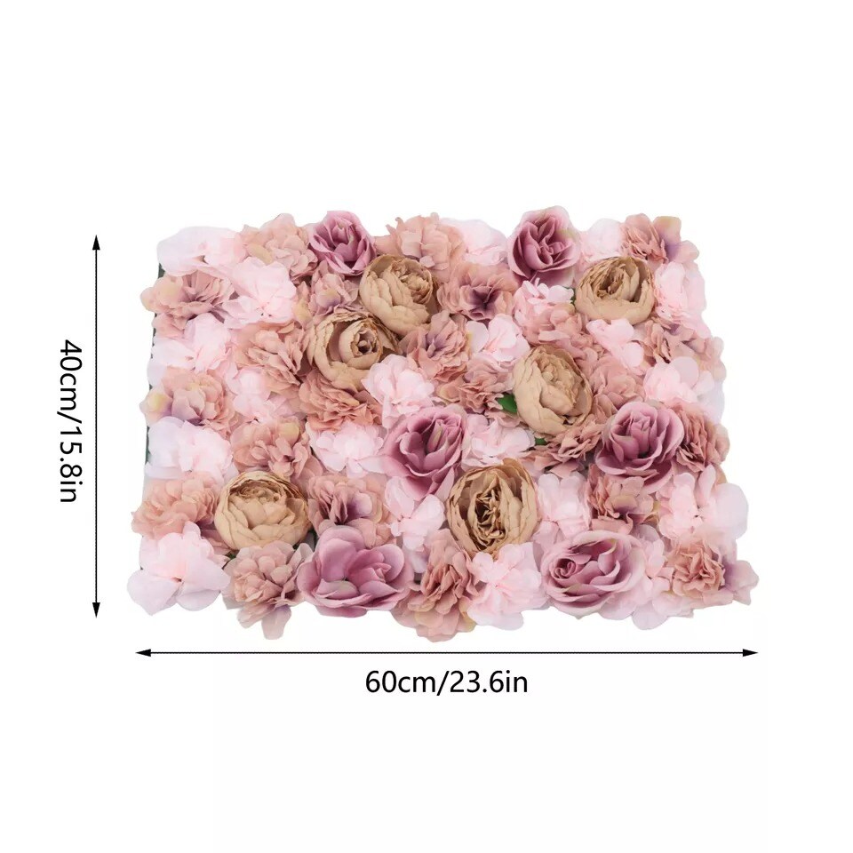 Silk Rose Artificial Flower Wall Panel Wedding Party Backdrop Decoration 60*40cm