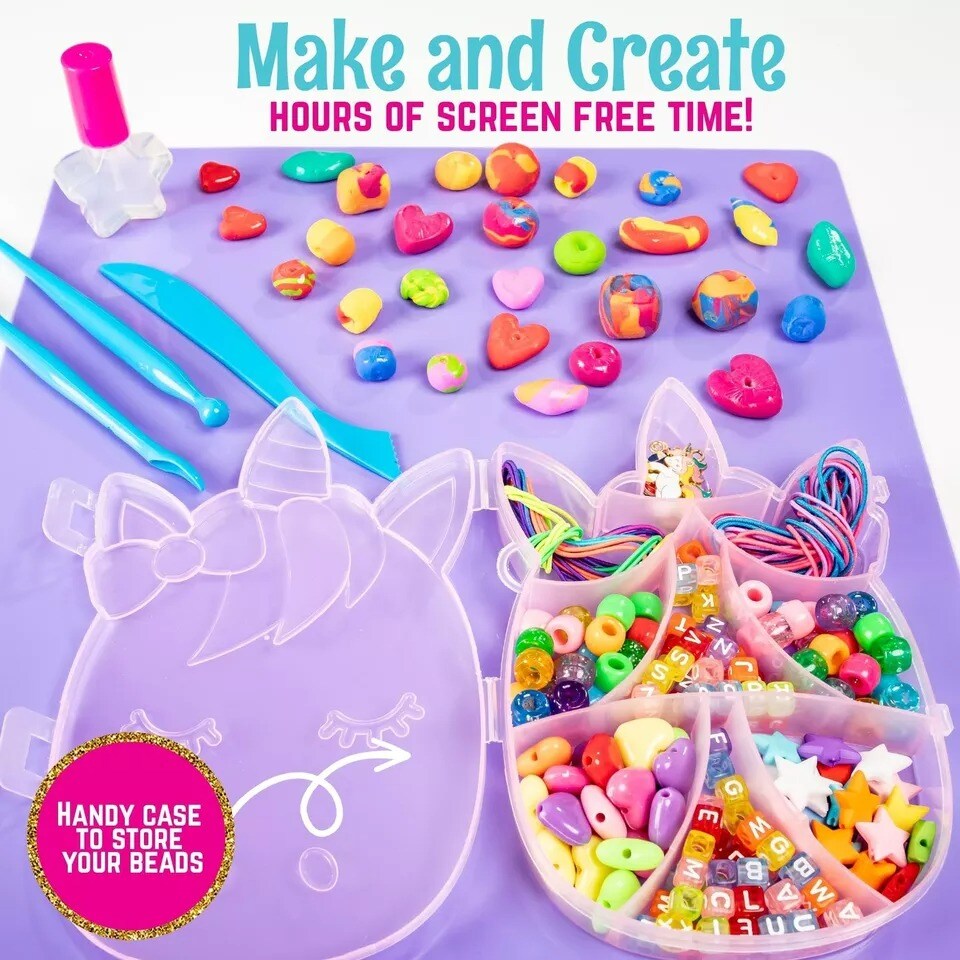 Unicorn Charms and Clay Bracelet Kit, Bracelet Making Kit for Girls