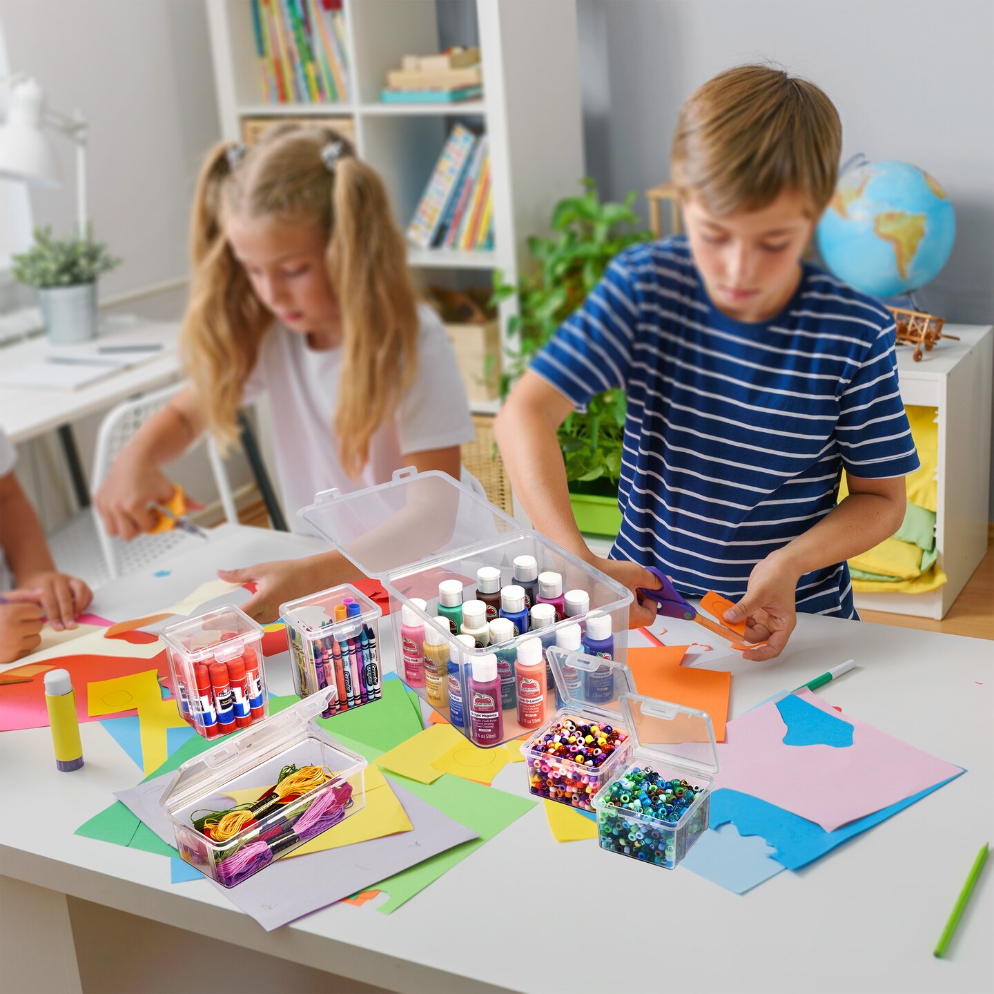 Sorbus 6-Piece Hardware Storage Container Set with Built in Lids - Stackable Organizational Tool Storage - Screws, Bolts, Nails and More