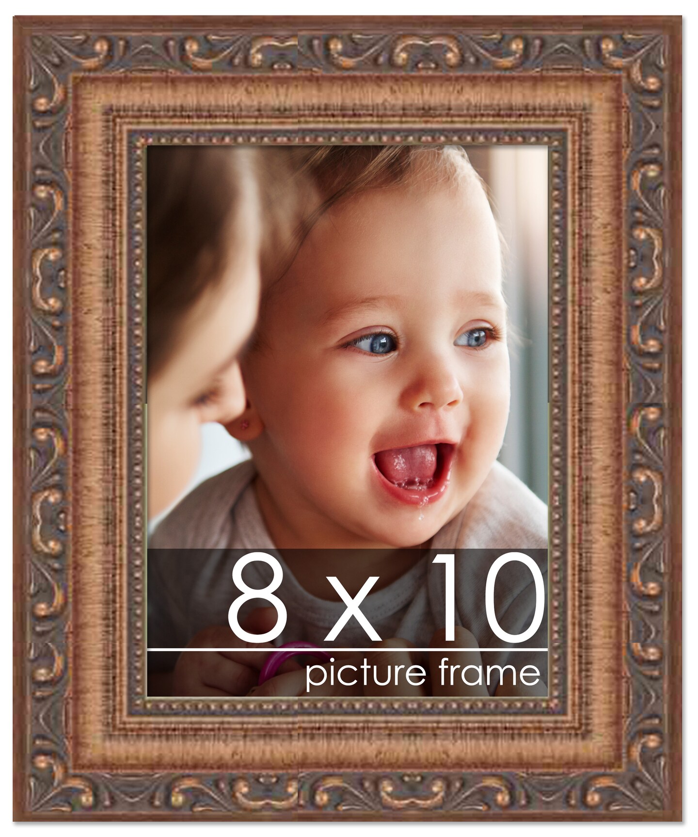 8x10 Museum-Quality Picture Frame with UV-Resistant Acrylic &#x26; Acid-Free Backing, Available in 4 Finishes - Gold, Silver, Bronze, and Black