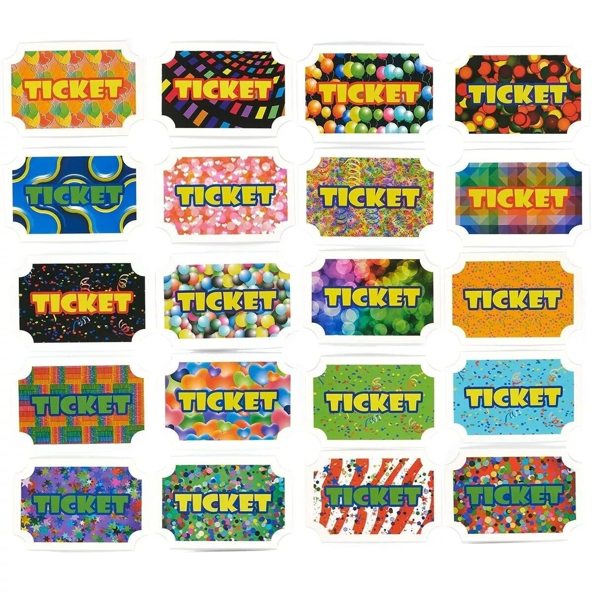 100-Pack Prize Reward Tickets for Kids, Carnival Party Supplies, 4.75x4x2 Inches