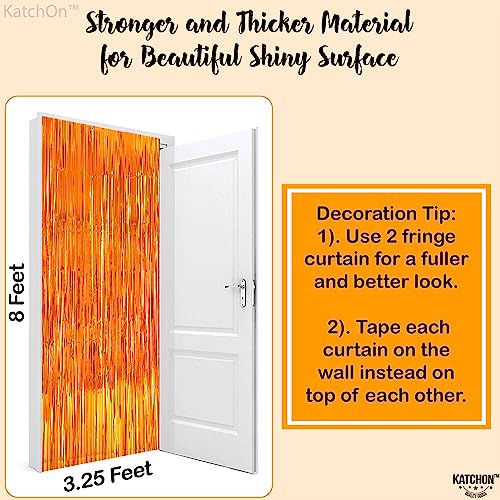 2 Pieces XtraLarge Orange Fringe Backdrop Curtain - 3.2x8 Feet, Orange Backdrop | Orange Streamers for Basketball Party Decorations | Orange Party Decorations, Orange Birthday Decorations