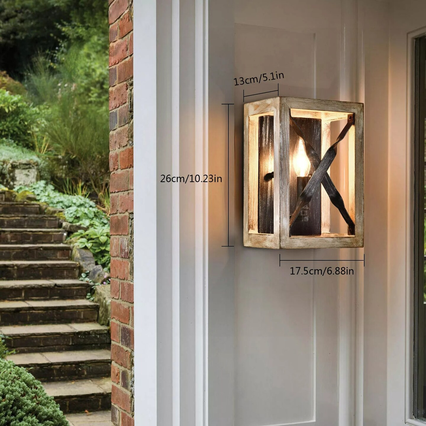 Rustic Farmhouse Wood Wall Light Log Color Wall Sconce Fixture Wall Lamp Outdoor