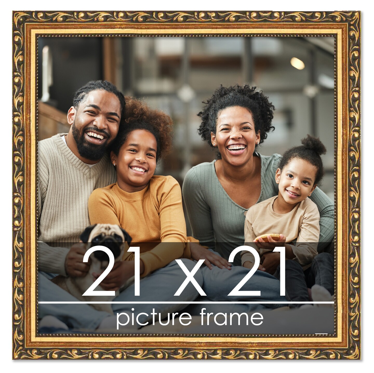 21x21 Museum-Quality Picture Frame with UV-Resistant Acrylic & Acid-Free Backing, Available in 4 Finishes - Gold, Silver, Bronze, and Black