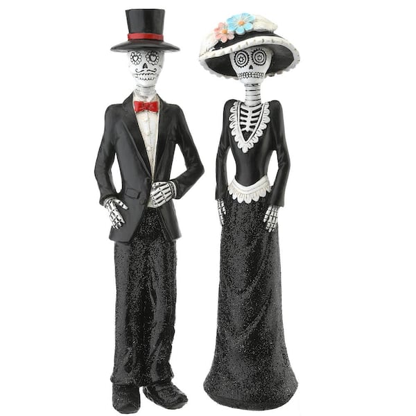 Halloween 13&#x22; Black Outfitted Skeleton Couple