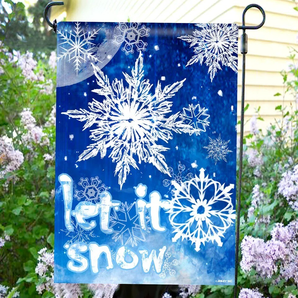 Anley Double Sided Premium Winter Snowflake Garden Flag, Let It Snow Garden Flag