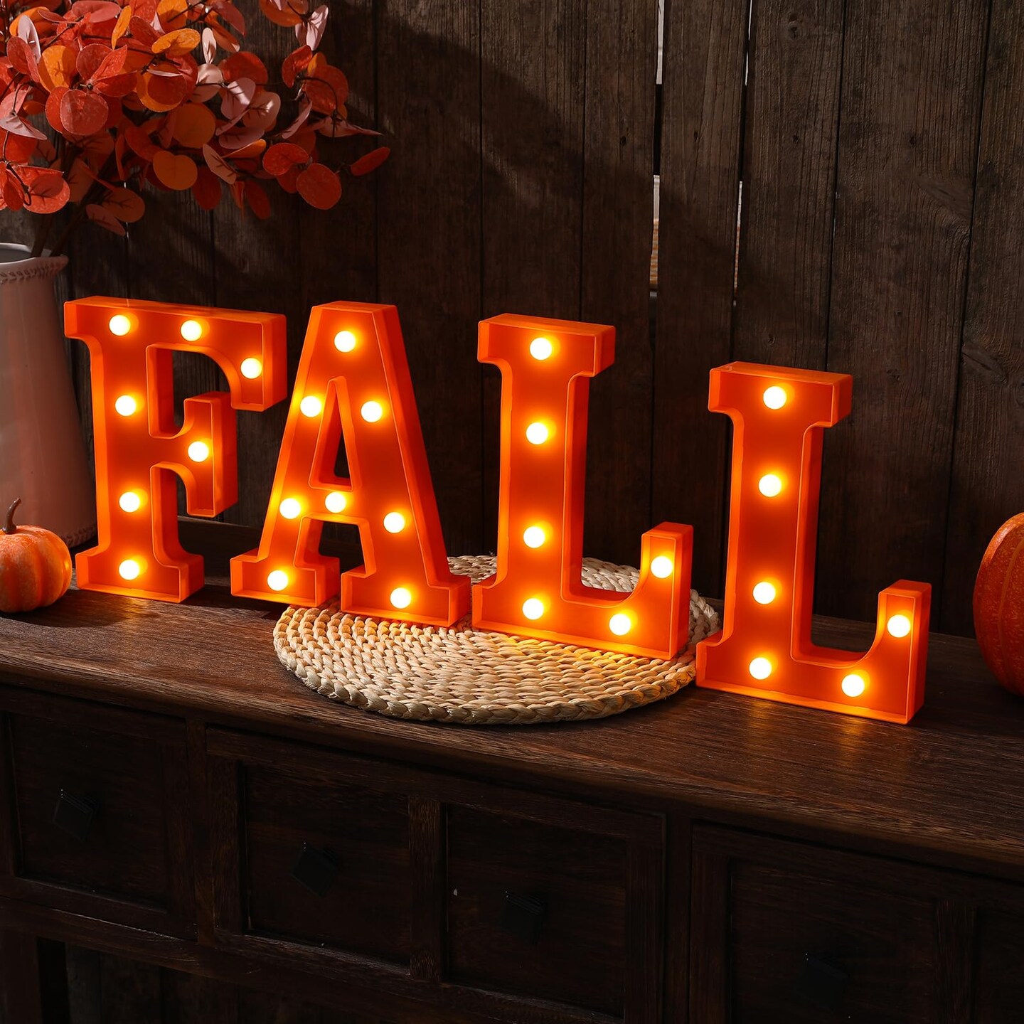 Fall Decorations for Home-4 LED Marquee Light Up Letters 
