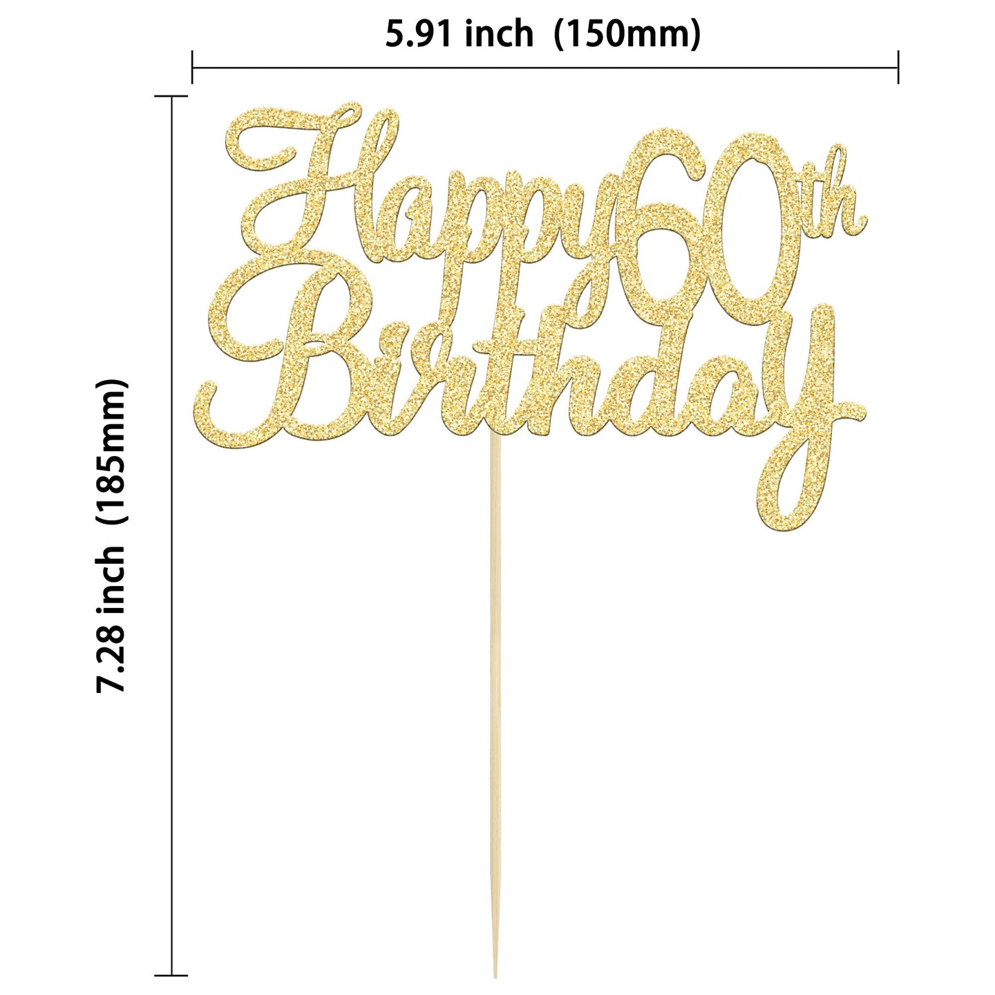 1 Pack Happy 60 th Birthday Cake Topper Gold Glitter Happy Birthday Cake Topper Happy 60 Birthday Cake Decoration for 60th Birthday Party Decorations