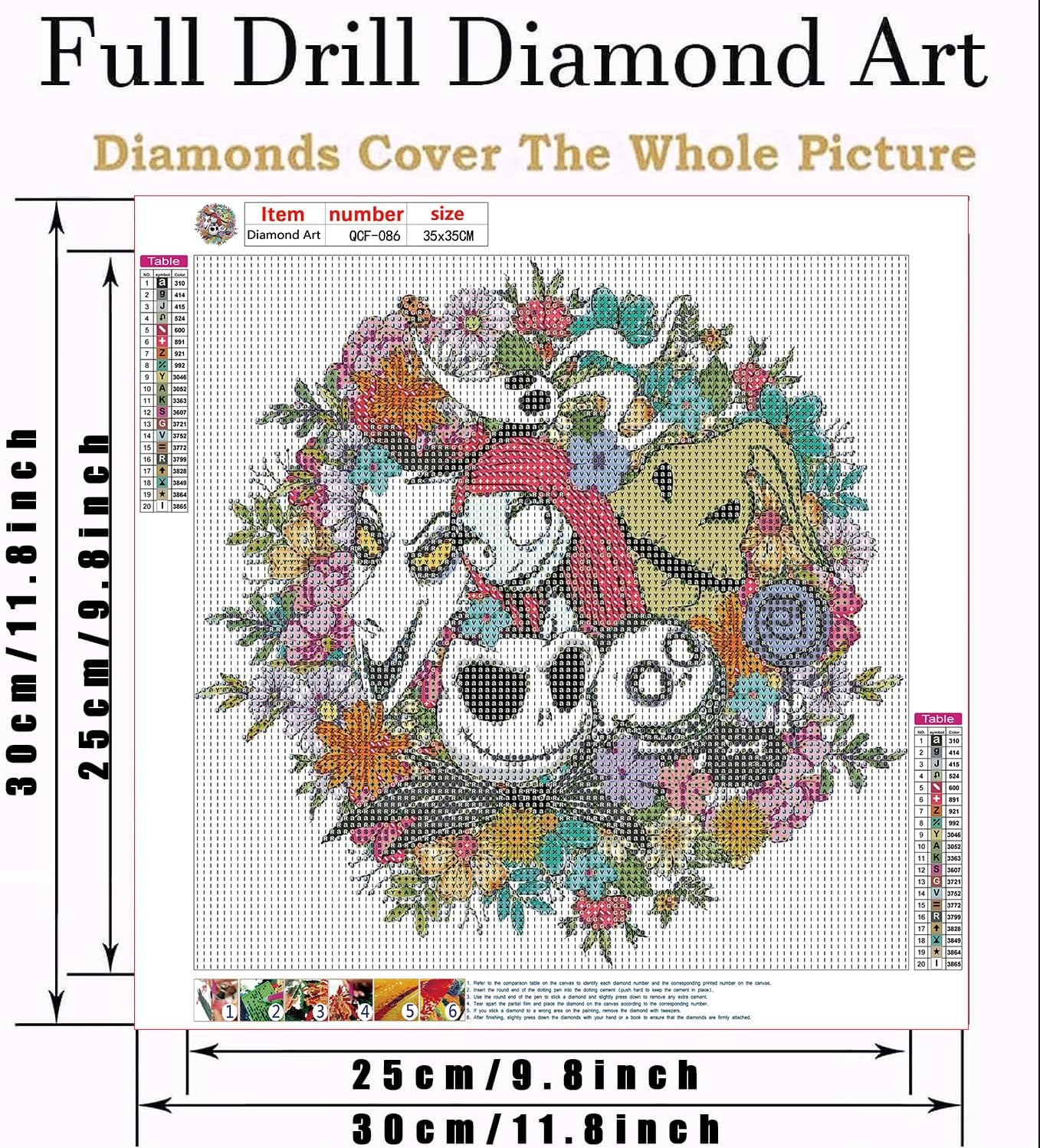 DIY 5D Diamond Art Paint with Round Diamonds Full Dril Gem Halloween Art Painting Kit for Home Wall Decor Gifts 14x14inch