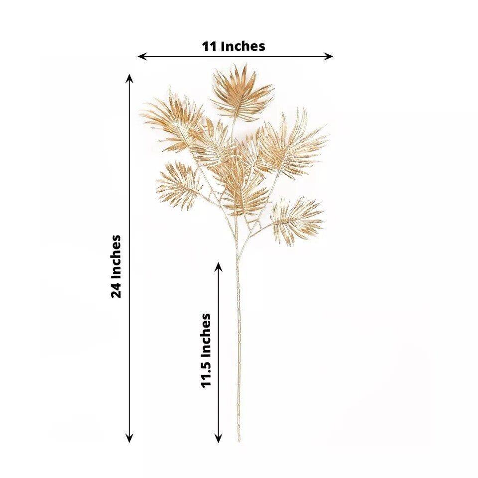 3 Metallic Gold 24 in Artificial Palm Leaves BRANCHES Party Events Decorations