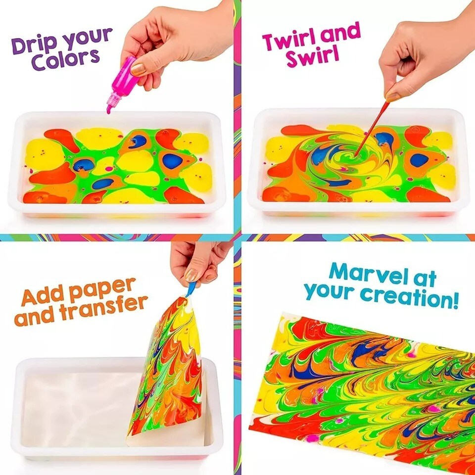 Rainbow Marbling Kit for Kids: Make Marble Art and Crafts