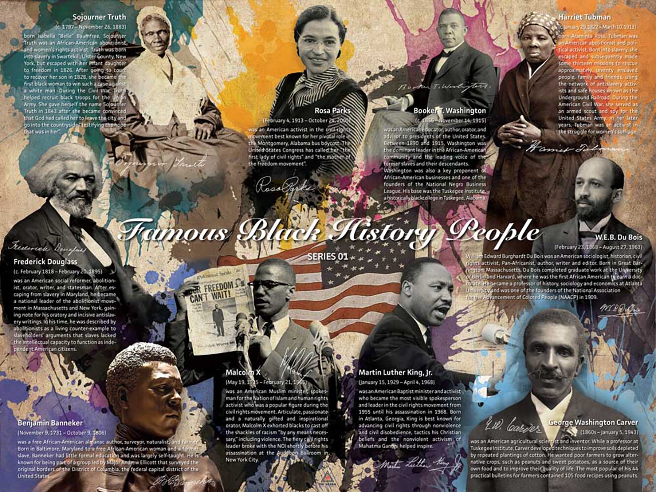 Famous Black History People Poster Series 1-5 (Bundle), 24&#x22;x18&#x22; Unframed