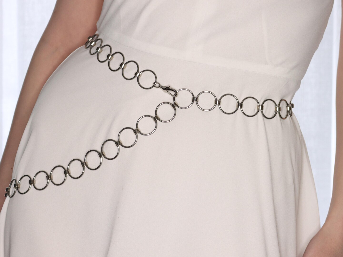 Steel Ring Belt | Retro Circle Chain Belt Handmade from Stainless Steel O-Rings in Extra Long Sizes for Draping and Layering product 4