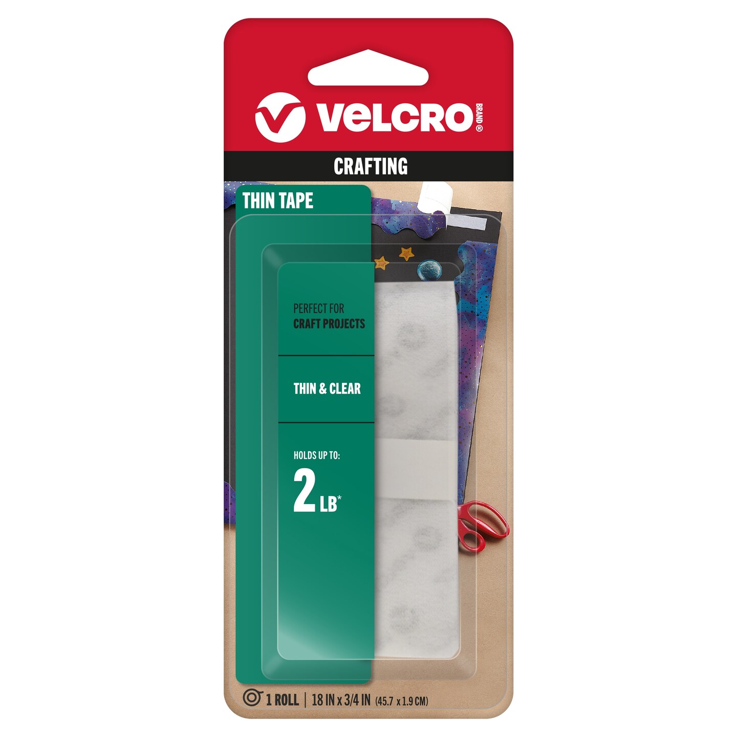 VELCRO(R) Brand Thin Fasteners Tape .75&#x22;X18&#x22;-Clear