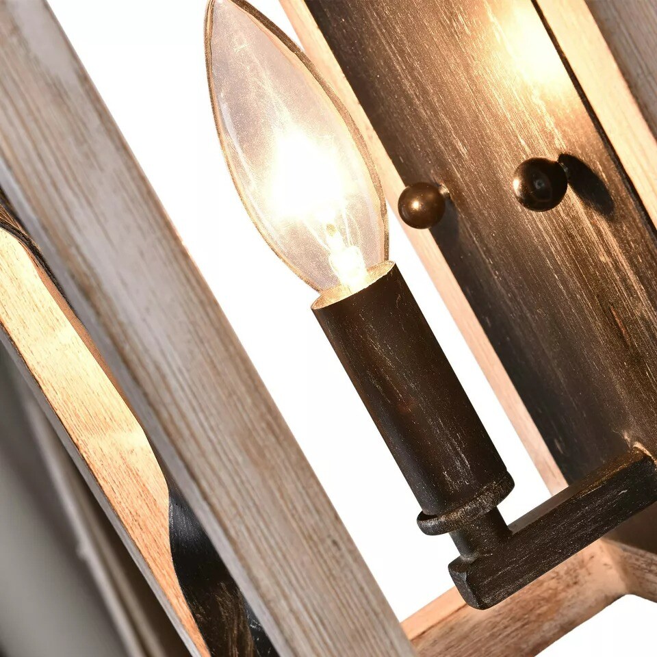 Rustic Farmhouse Wood Wall Light Log Color Wall Sconce Fixture Wall Lamp Outdoor